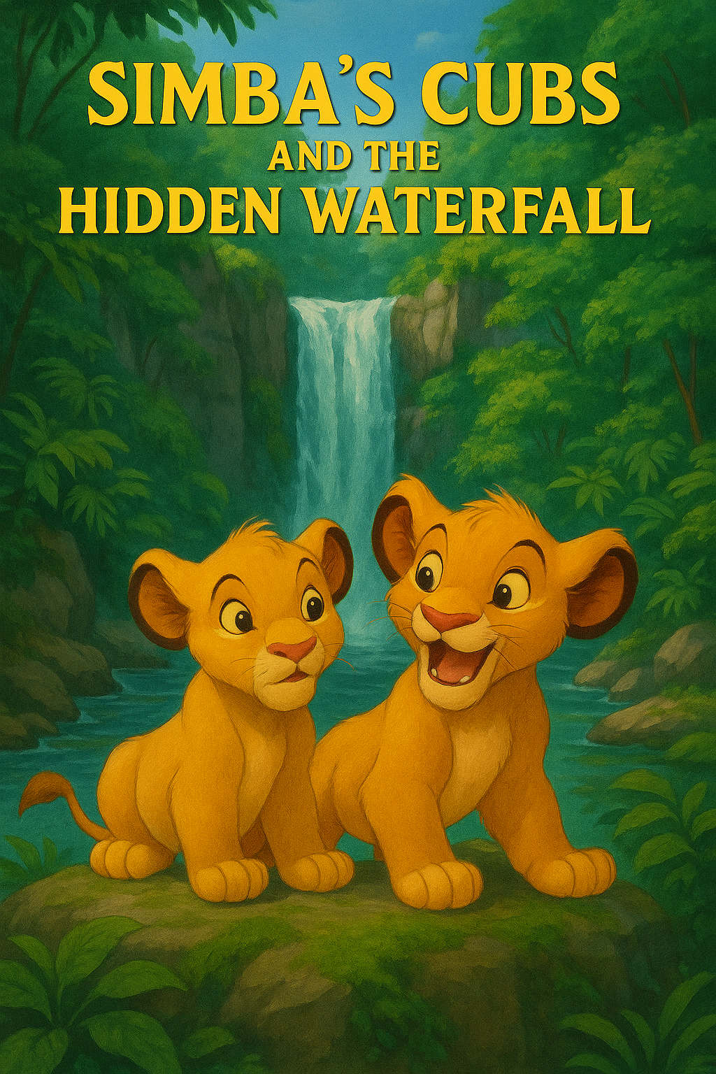 🦁💧 “Simba’s Cubs and the Hidden Waterfall”